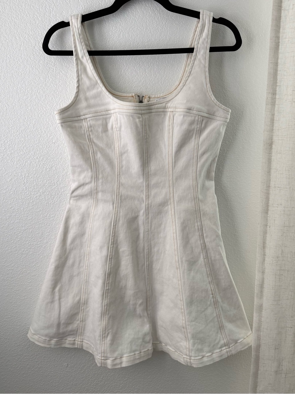 Love, Fire White Denim Fit & Flare Skater Dress Medium